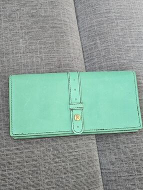 HOBO Mint Teal Leather Strap Wallet